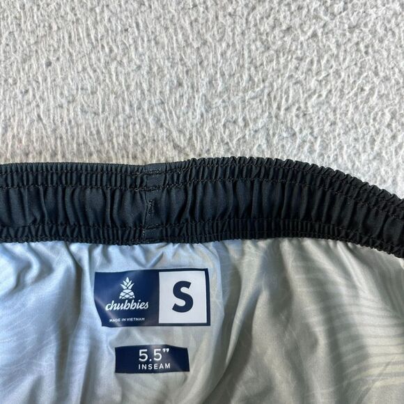 NEW Chubbies Board Shorts Mens Small Black Blue Striped Swim Trunks Lined Beach - Picture 4 of 8